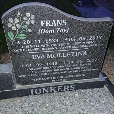 JONKERS Frans 1933-2013 &amp; Eva Molletina 1940-2017
