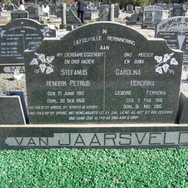 JAARSVELD Stefanus Hendrik Petrus, van 1912-1966 &amp; Carolina Hendrina FERREIRA 1916-1986