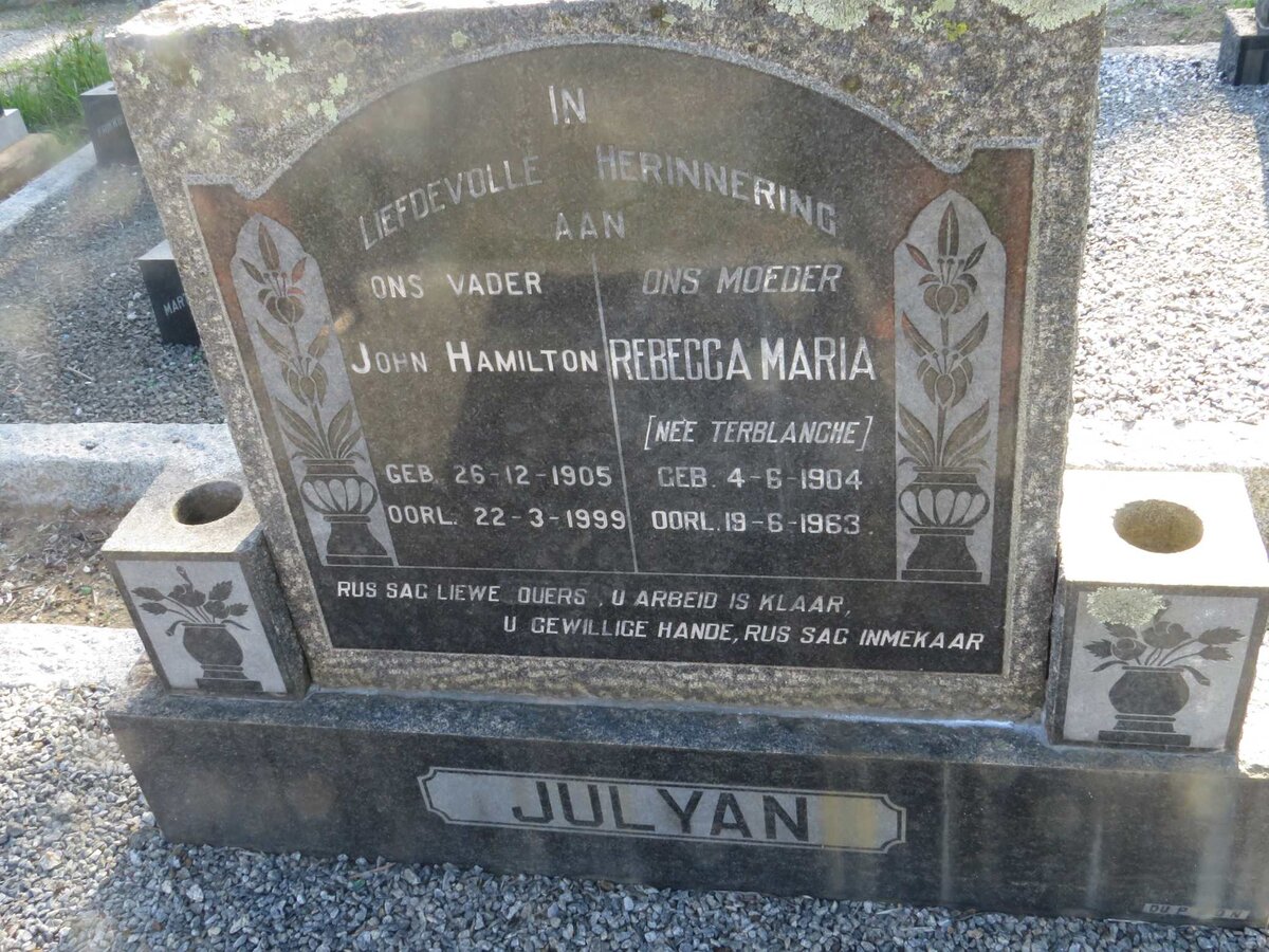 JULYAN John Hamilton 1905-1999 & Rebecca Maria TERBLANCHE 1904-1963