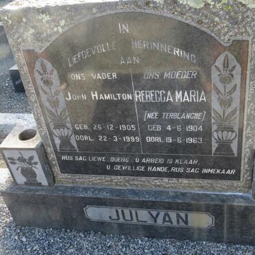 JULYAN John Hamilton 1905-1999 & Rebecca Maria TERBLANCHE 1904-1963