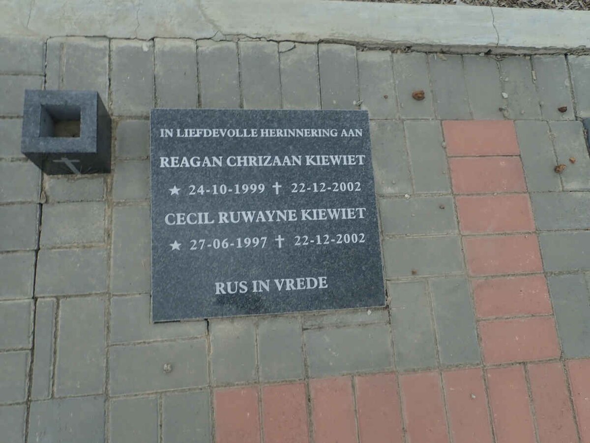 KIEWIET Cecil Ruwayne 1997-2002 :: KIEWIET Reagan Chrizaan 1999-2002