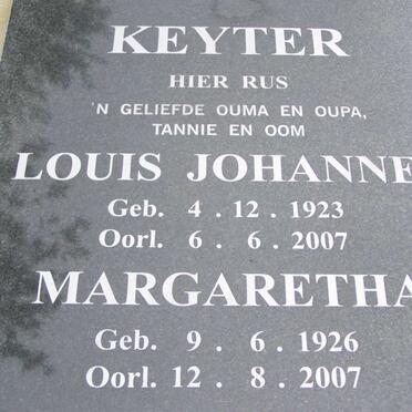 KEYTER Louis Johannes 1923-2007 &amp; Margaretha 1926-2007