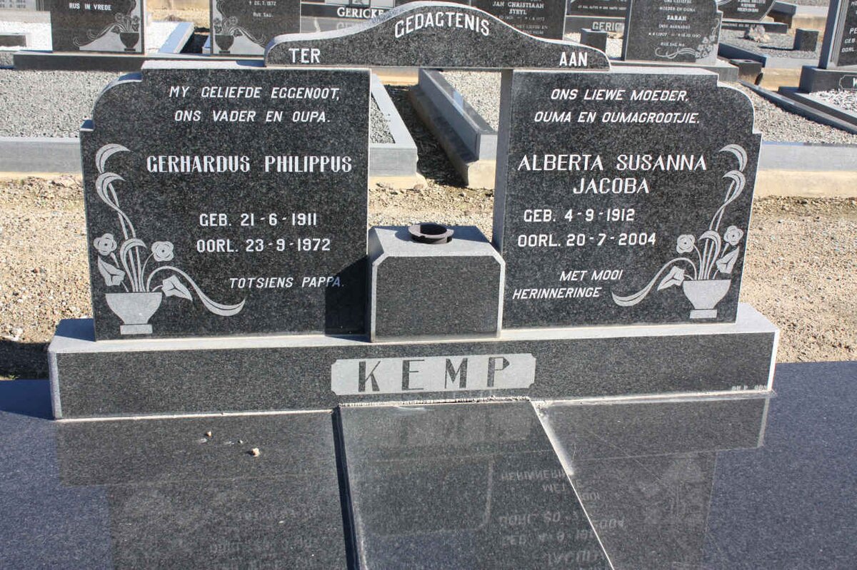 KEMP Gerhardus Philippus 1911-1972 &amp; Alberta Susanna Jacoba 1912-2004