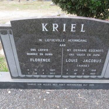 KRIEL Louis Jacobus 1918-1997 &amp; Florence 1927-2017