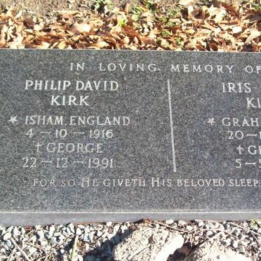 KIRK Philip David 1916-1991 &amp; Iris Mary 1910-1984