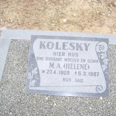 KOLESKY M.A. 1908-1987