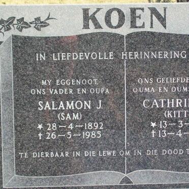 KOEN Salamon J. 1892-1985 &amp; Catharina M. 1905-1994
