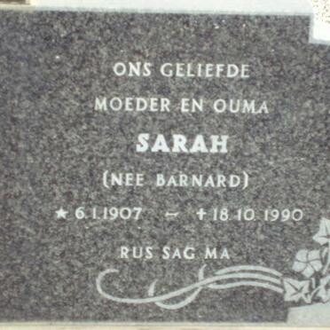 KAPP Sarah nee BARNARD 1907-1990