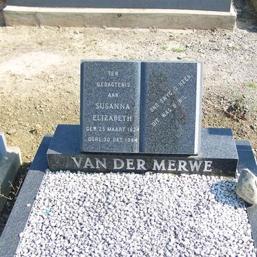 MERWE Susanna Elizabeth, van der 1924-1984
