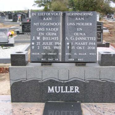 MULLER J.W. 1914-1985 &amp; A.G. 1914-2001