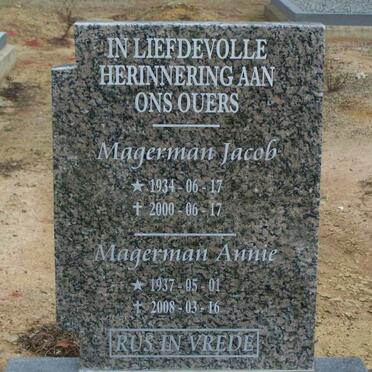 MAGERMAN  Jacob 1934-2000 &amp; Annie 1937-2008