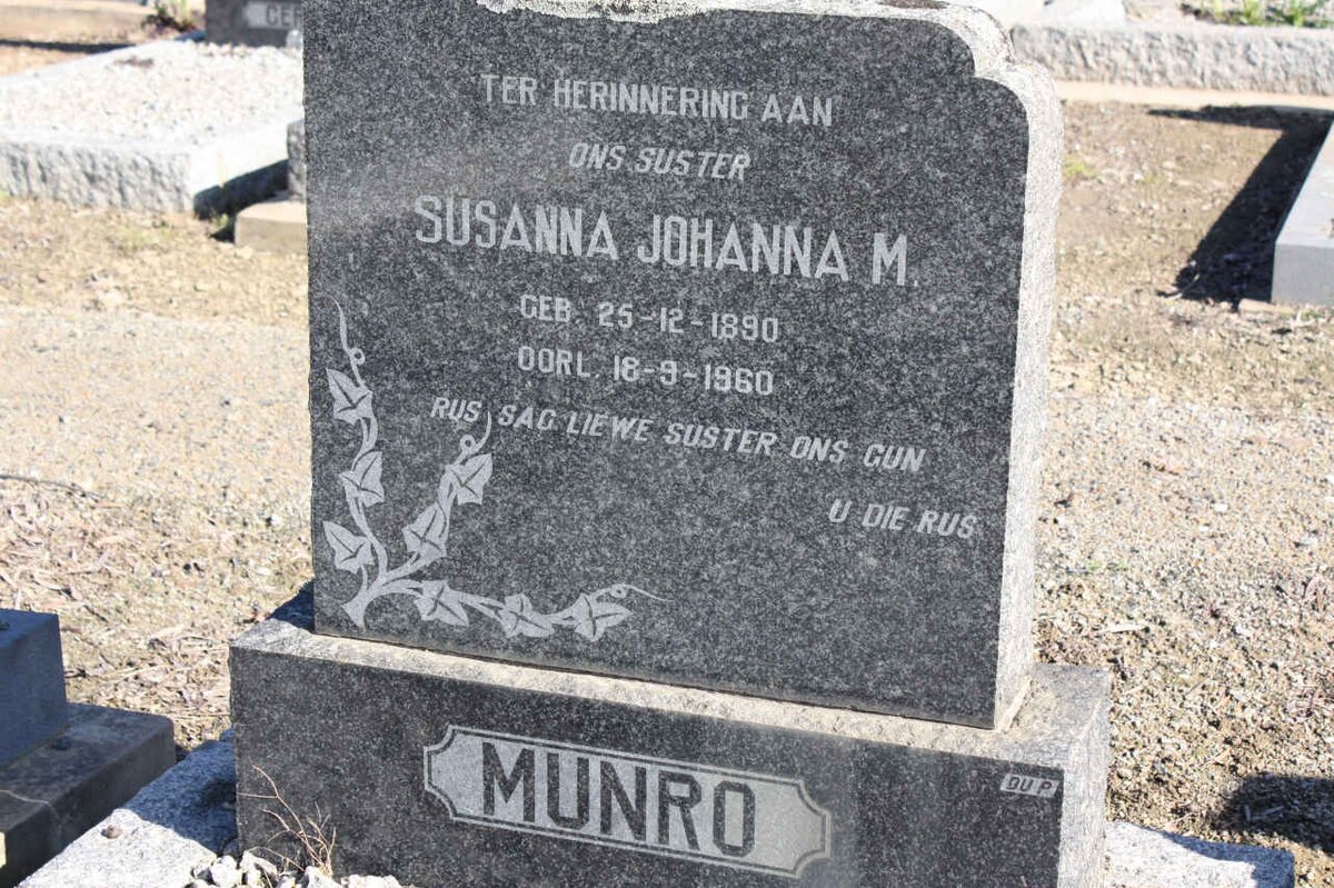 MUNRO Susanna Johanna M. 1890-1960