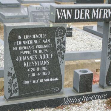 MERWE Johannes Adolf Kleynhans, van der 1910-1990