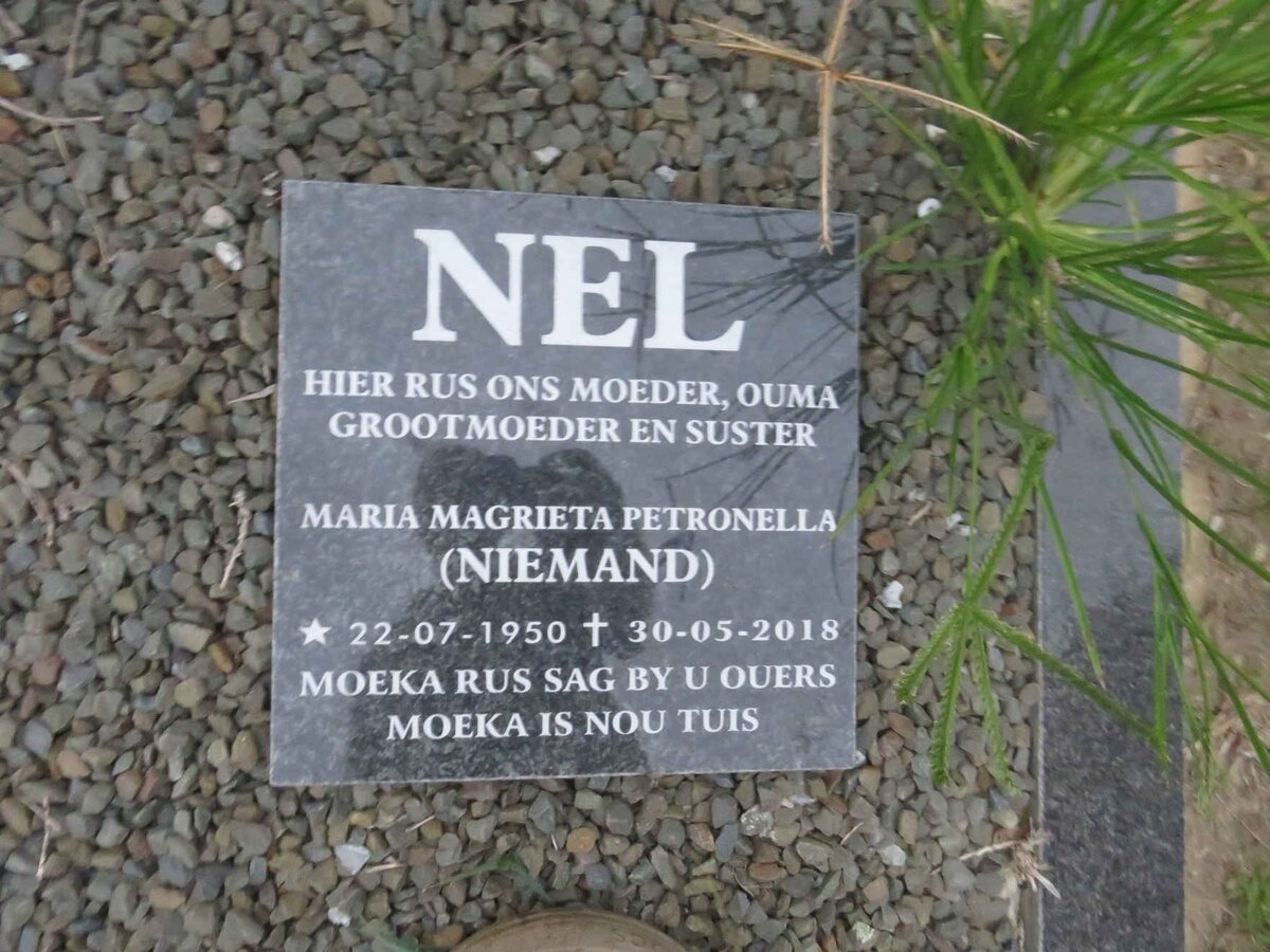 NEL Maria Magrieta Petronella nee NIEMAND 1950-2018