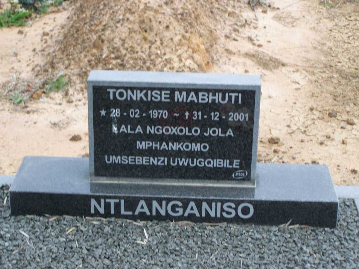 NTLANGANISO Tonkise Mabhuti 1970-2001