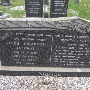 NORTJE Jacob Johannes Jacobus 1899-1972 &amp; Susanna Maria BOTHA 1909-1968