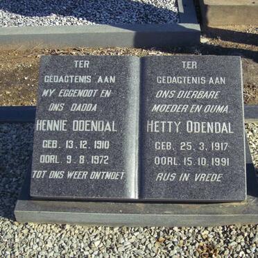 ODENDAL Hennie 1910-1972 &amp; Hetty 1917-1991