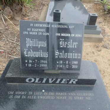 OLIVIER Phillipus Lodewikus 1946-1999 & Hester Salomina 1949-2010