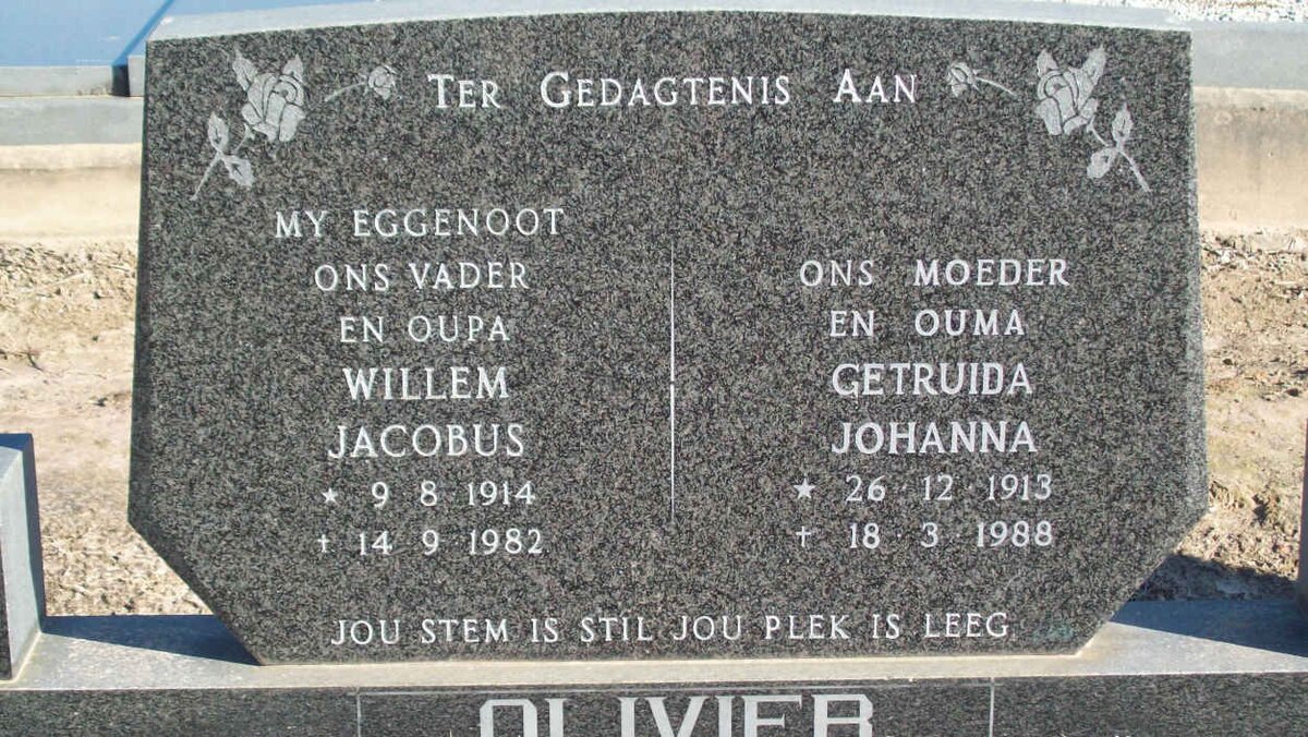 OLIVIER Willem Jacobus 1914-1982 &amp; Getruida Johanna 1913-1988