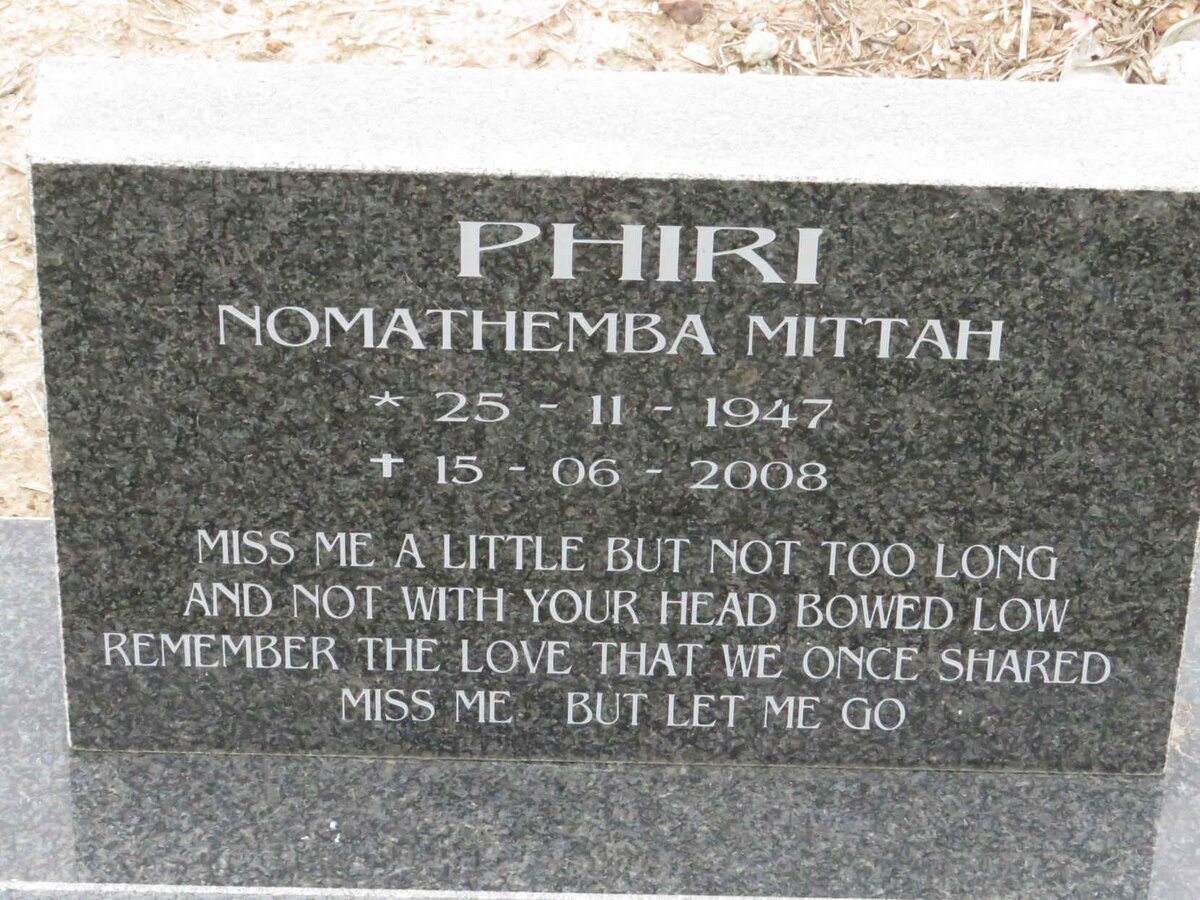 PHIRI Nomathemba Mittah 1947-2008