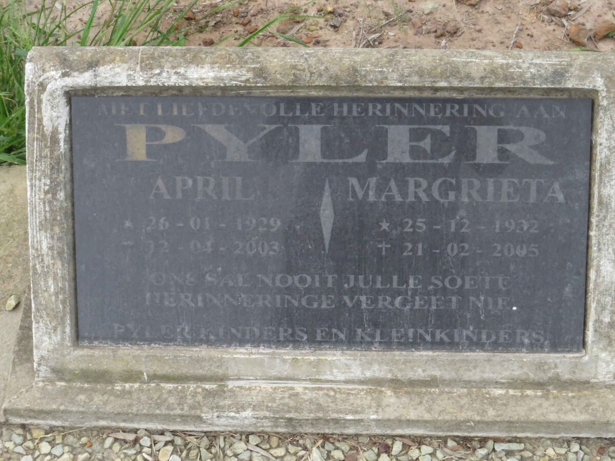 PYLER April 1929-2003 & Margrieta 1932-2005