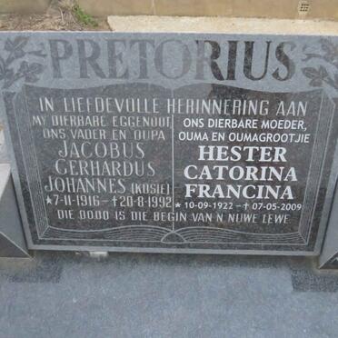 PRETORIUS Jacobus Gerhardus Johannes 1916-1992 &amp; Hester Catorina Francina 1922-2009
