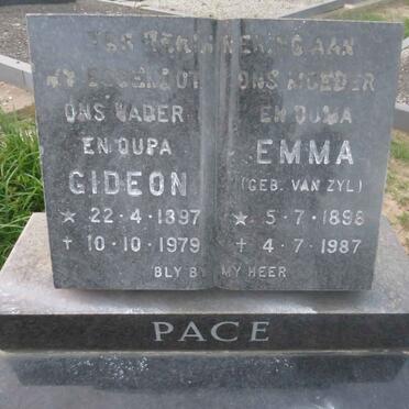 PACE Gideon 1897-1979 & Emma VAN ZYL 1898-1987