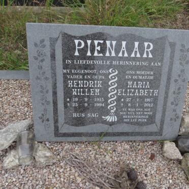 PIENAAR Hendrik Willem 1915-1994 &amp; Maria Elizabeth 1917-2012