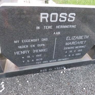 ROSS Henry 1912-1979 & Elizabeth Margaret MEIRING 1919-1993