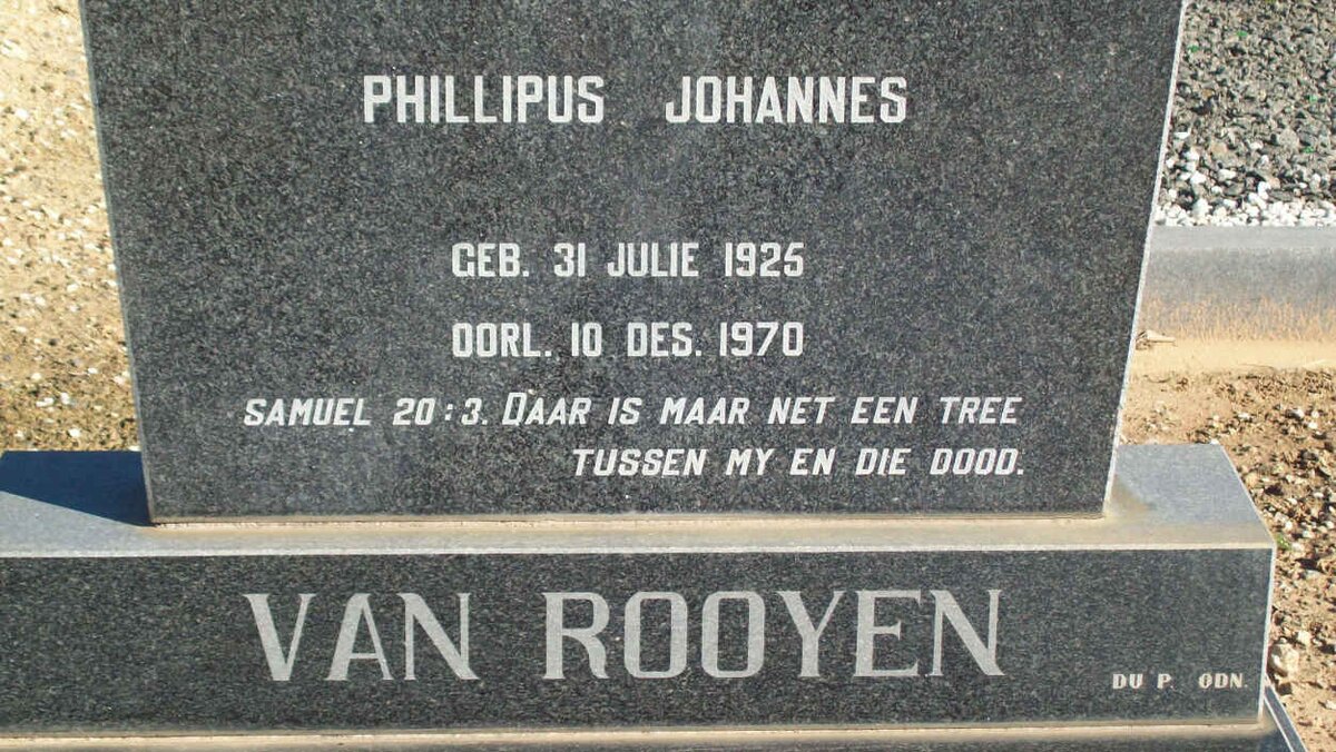 ROOYEN Phillipus Johannes, van 1925-1970