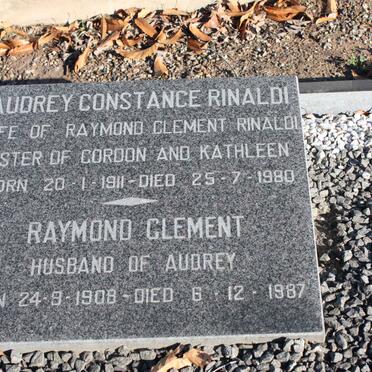 RINALDI Raymond Clement 1908-1987 &amp; Audrey Constance 1911-1980