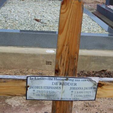 RIDDER Jacobus Stephanus, de 1926-2008 &amp; Johanna Jacoba 1921-1990