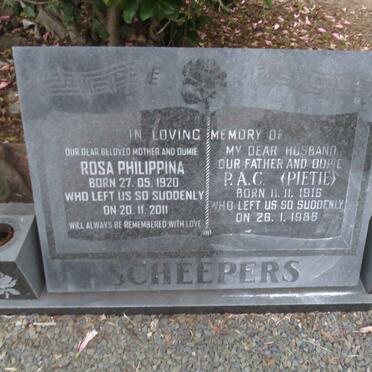 SCHEEPERS P.A.C. 1916-1986 &amp; Rosa Philippina 1920-2011