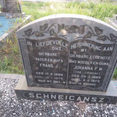 SCHNEIGANSZ Frans J. 1889-1979 &amp; Johanna F.M. LOURENS 1889-1973