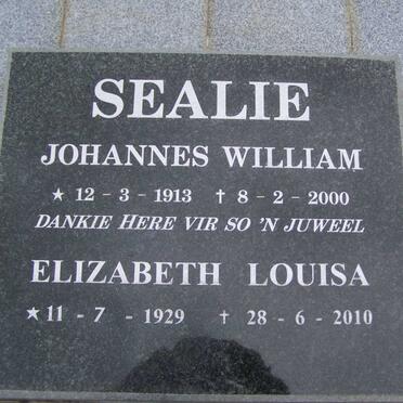 SEALIE Johannes William 1913-2000 &amp; Elizabeth Louisa 1929-2010