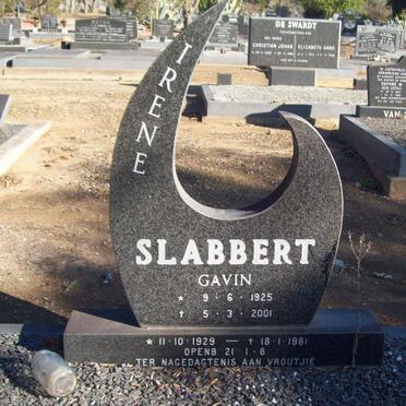 SLABBERT Gavin 1925-2001 &amp; Irene 1929-1981 