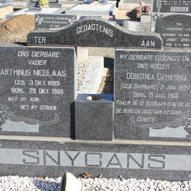 SNYGANS Marthinus Nicolaas 1899-1985 &amp; Dorothea Catherina BARNARD 1897-1966