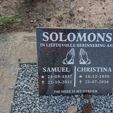 SOLOMONS Samuel 1937-2011 & Christina 1939-2016