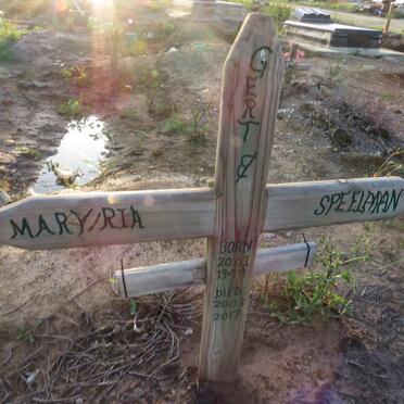 SPEELMAN Gert 1944-2003 & Mary Ria 1944-2017