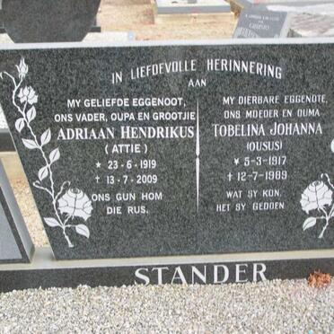 STANDER Adriaan Hendrikus 1919-2009 &amp; Tobelina Johanna 1917-1989