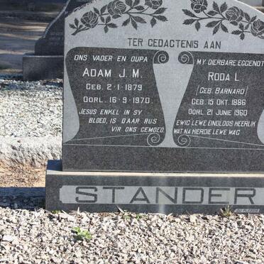 STANDER Adam J.M. 1879-1970 &amp; Roda L. BARNARD 1886-1960
