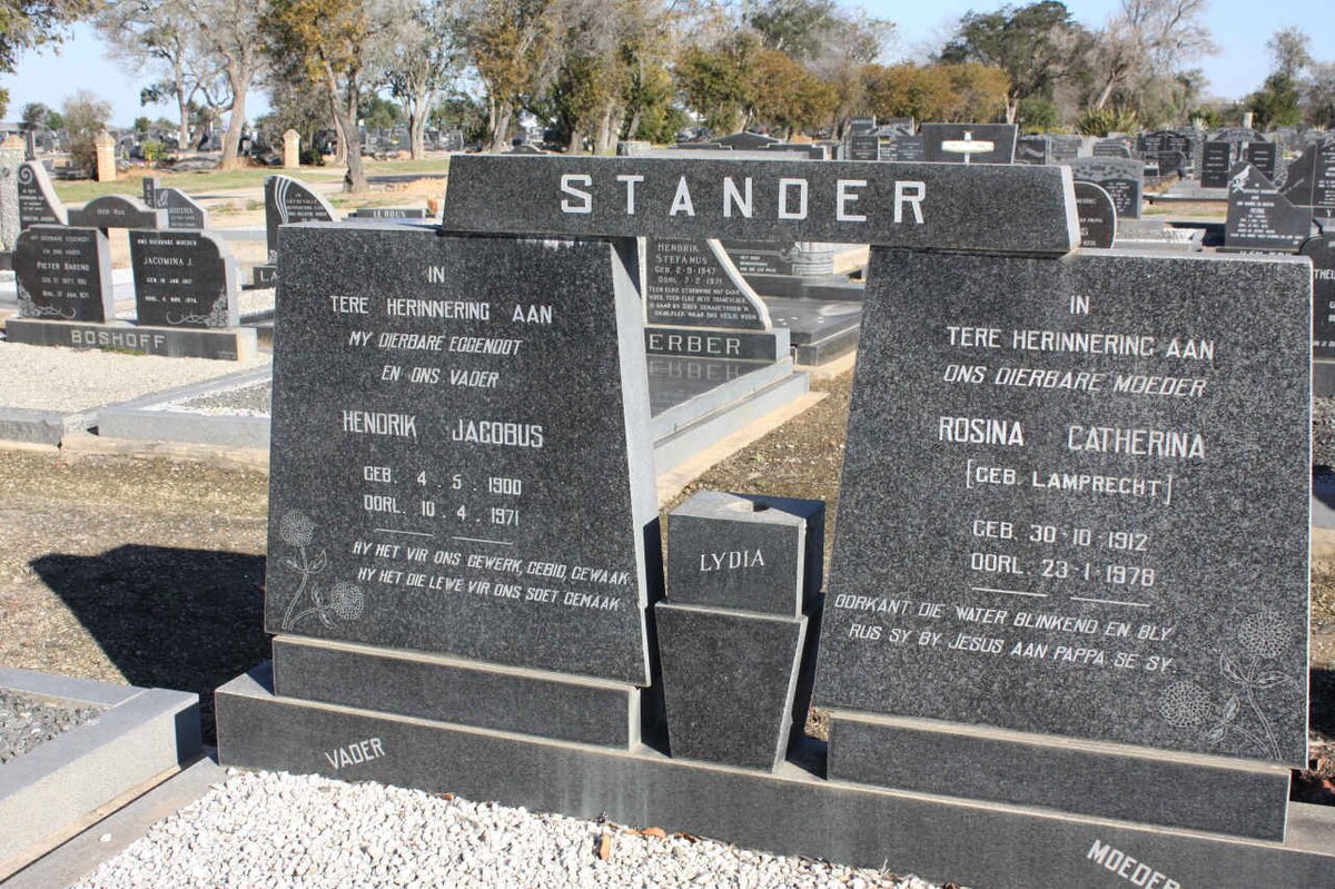 STANDER Hendrik Jacobus 1900-1971 &amp; Rosina Catherina LAMPRECHT 1912-1978