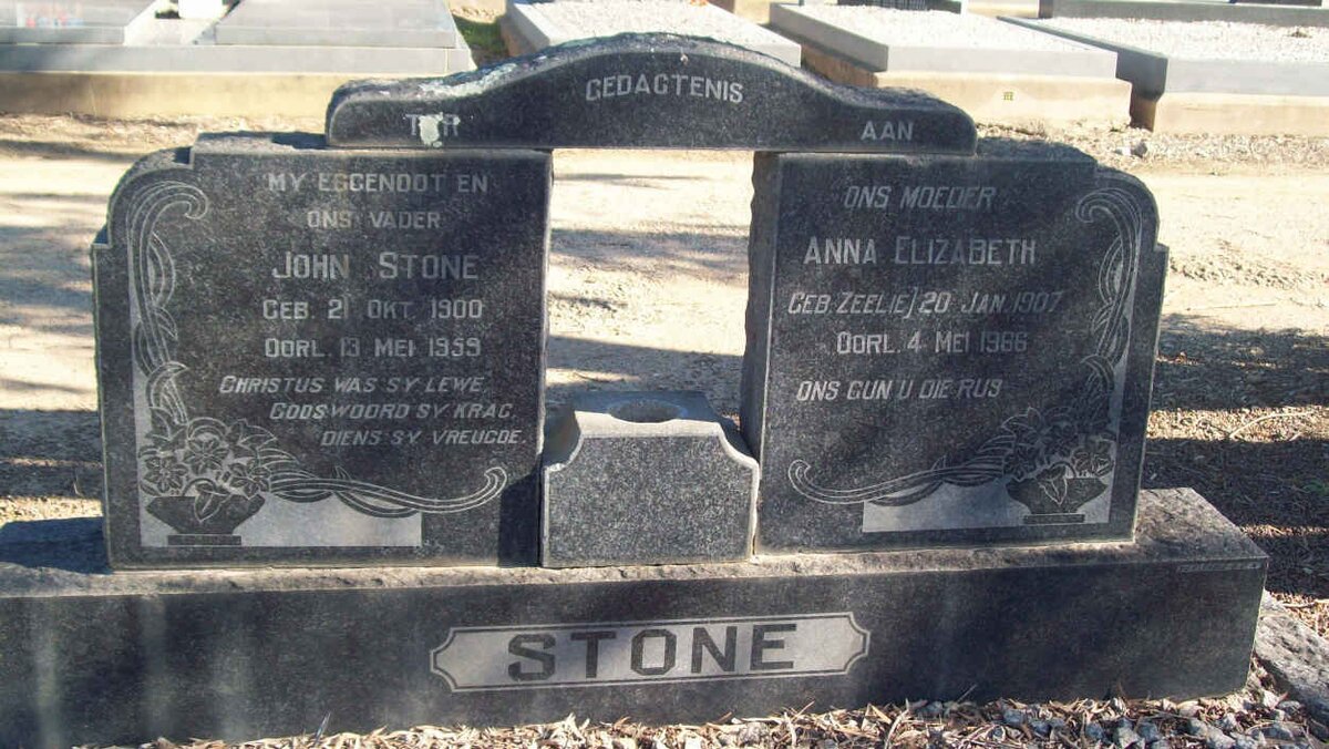 STONE John 1900-1959 &amp; Anna Elizabeth ZEELIE 1907-1966
