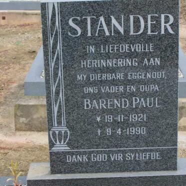STANDER Barend Paul 1921-1990