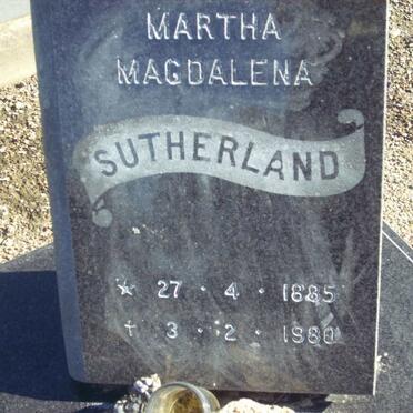 SUTHERLAND Martha Magdalena 1885-1980