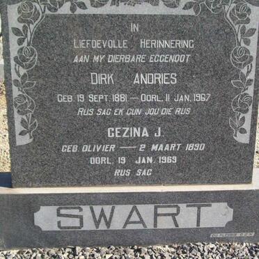 SWART Dirk Andries 1881-1967 &amp; Gezina J. OLIVIER 1890-1969