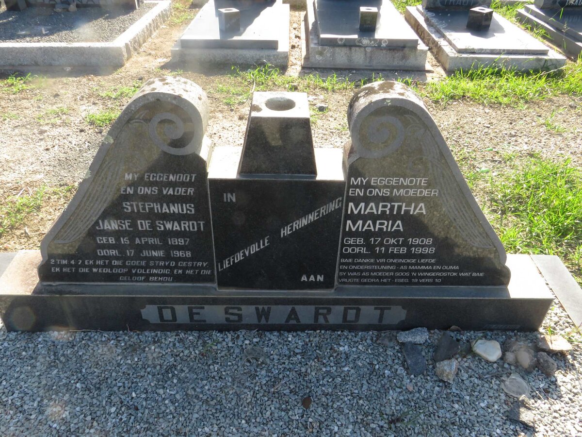 SWARDT Stephanus Janse, de 1897-1968 & Martha Maria 1908-1998