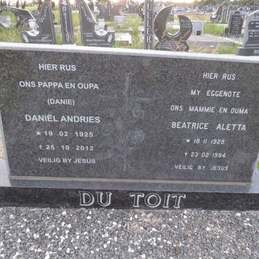 TOIT Daniël Andries, du 1925-2012 &amp; Beatrice Aletta 1928-1994