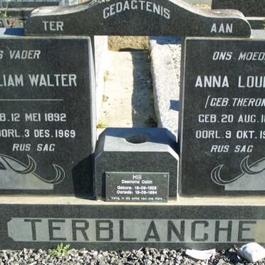 TERBLANCHE William Walter 1892-1969 &amp; Anna Louisa THERON 1887-1980 :: HILL Desmond Colin 1929-1994