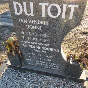 TOIT Jan Hendrik, du 1934-2007 & Jacoba Hendriena 1937-2016